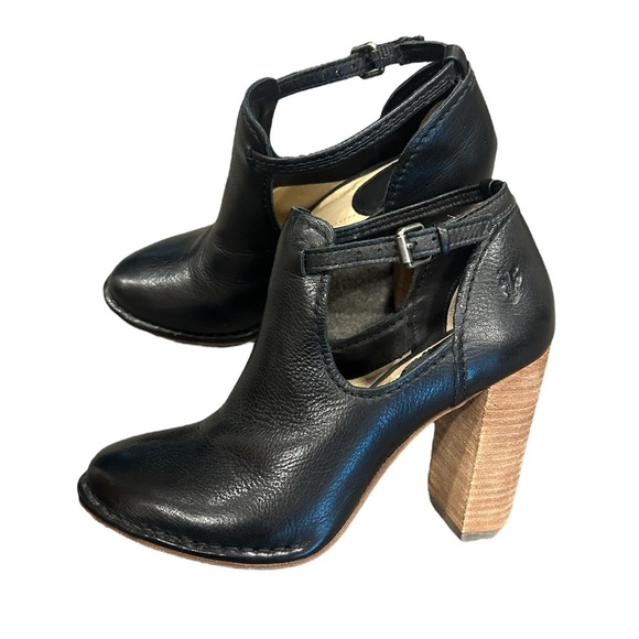 Frye Women's Margaret Black Leather Heeled Shoes - Picture 2 of 10